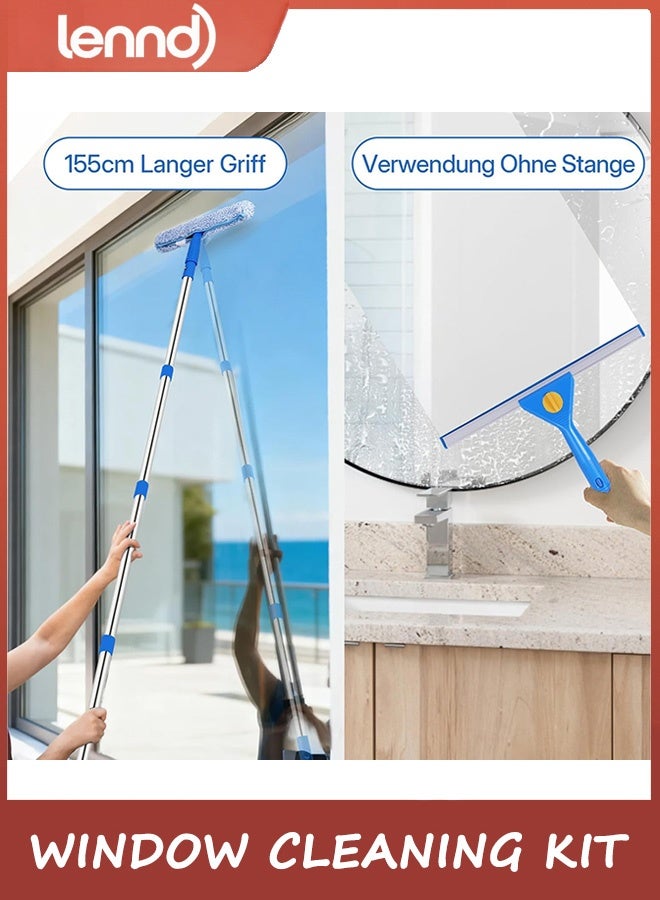 LENND Professional Window Cleaning Kit with Bucket ,  Long Handle Window Squeegee and Microfiber Scrubber, High Windows Washing Equipment, Window Cleaner Tool for Commercial, Home, Outdoor, Car - Image 4