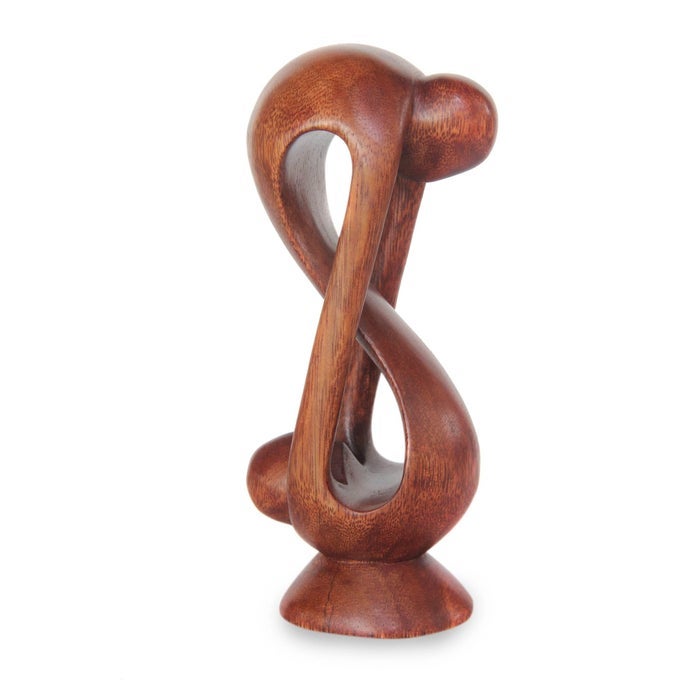 ROMANTIC LOVE SUAR WOOD ABSTRACT HUMAN FIGURE SCULPTURE 75 TALL INDIVISIBLE LOVE
