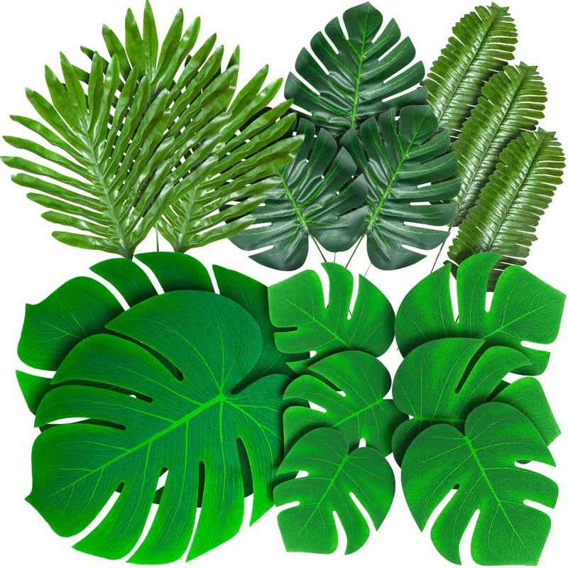 88 Pack Palm Leaves Tropical Palm Luau Party Monstera Stems for Safari Jungle 88 Hawaiian Birthday Theme