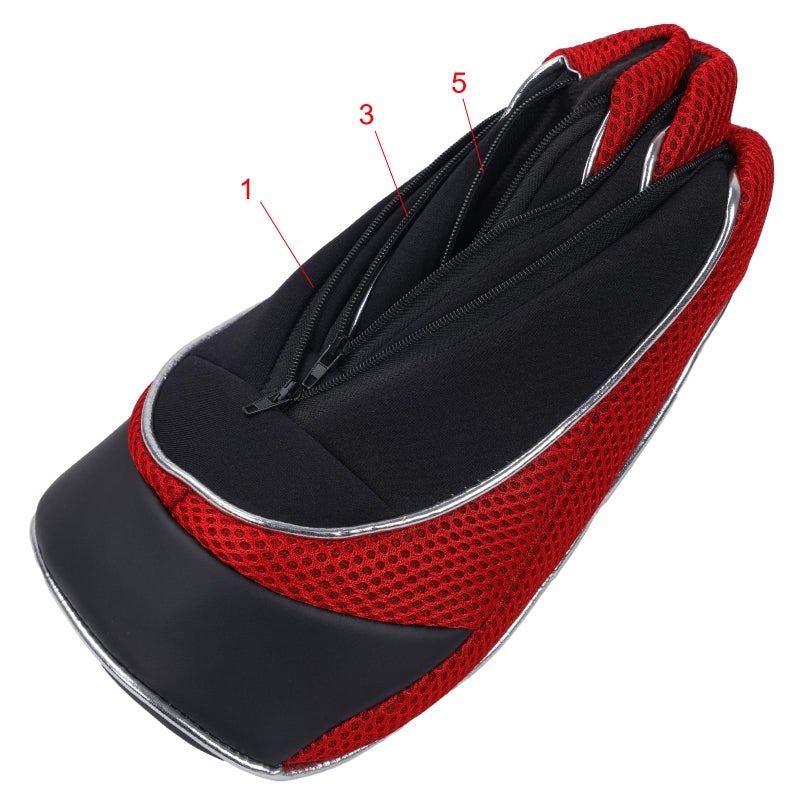 Andux Golf 460cc Driver Fairway Wood Head Covers with Zipper Closure Set of 3 (Black/Red) - Image 4