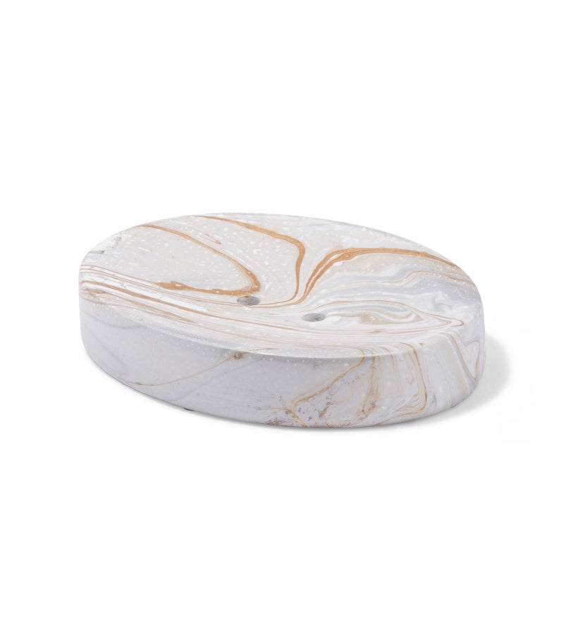 OBSESSIONS Set of 4 Pc Polyresin Bathroom Set, Brown - Image 5