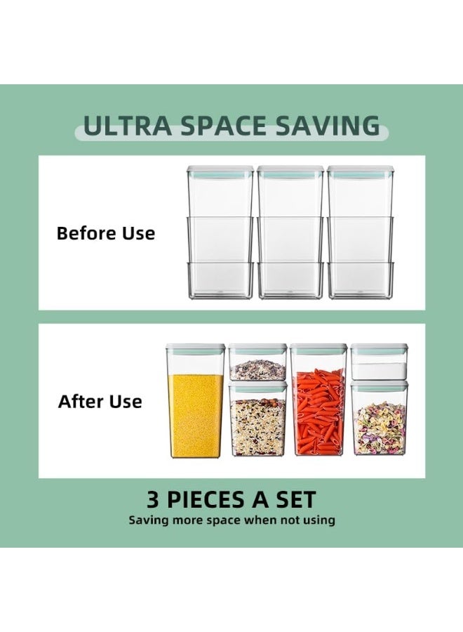 Ankou Airtight Premium Food Storage Container Sets with Lids 3 Pcs Pop Containers for Kitchen Pantry Organization BPA-Free Stackable Kitchen Storage Containers for Cereal Flour Sugar 3 Sizes: (1800ml, 1200ml, 500ml) - Image 3