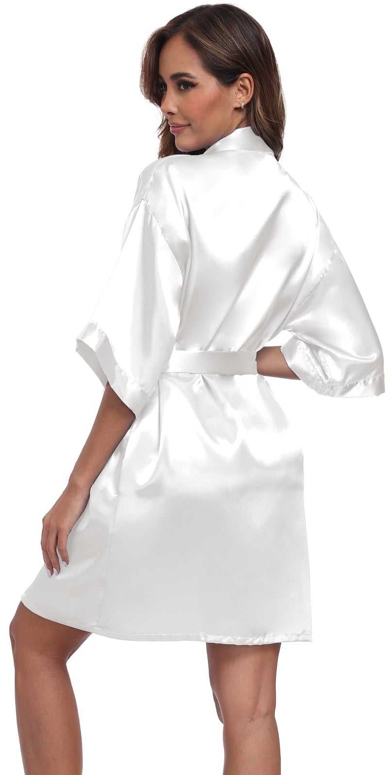 Goodmansam Womens Simplicity Stlye Bridesmaid Wedding Party Kimono Robes, Short, Medium, Pure White4,Pure White4,Medium - Image 4