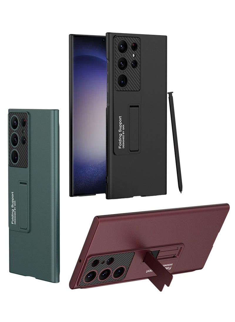 Samsung Galaxy S24 Ultra Ultra-Thin Hard PC Case with Built-In Kickstand - Sleek Protective Cover with Drop-Resistant Hard Shell in Black