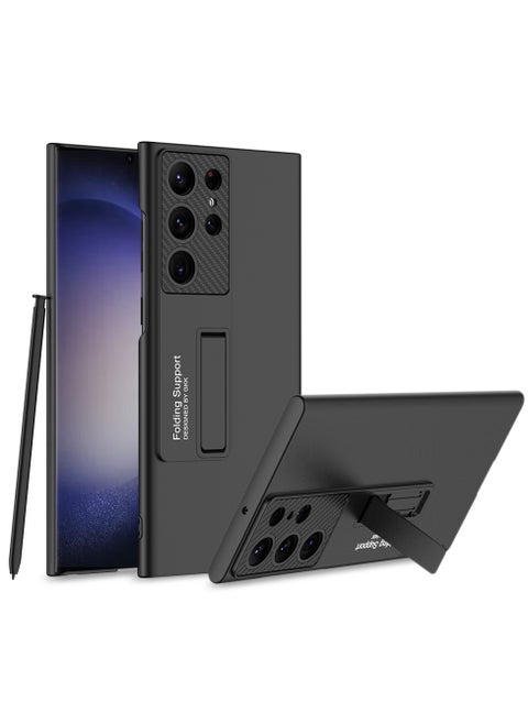 Samsung Galaxy S24 Ultra Ultra-Thin Hard PC Case with Built-In Kickstand - Sleek Protective Cover with Drop-Resistant Hard Shell in Black