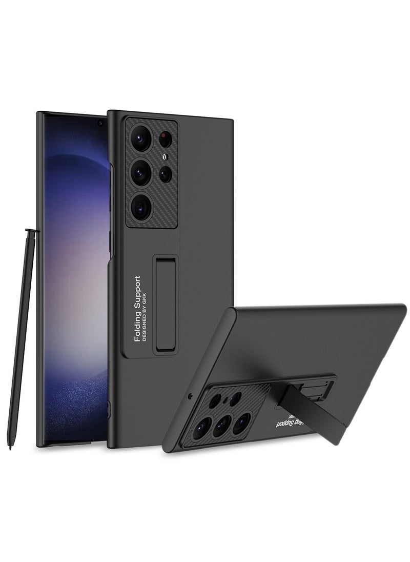 Samsung Galaxy S24 Ultra Ultra-Thin Hard PC Case with Built-In Kickstand - Sleek Protective Cover with Drop-Resistant Hard Shell in Black