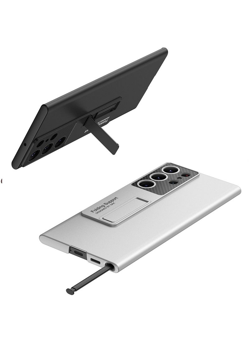 Samsung Galaxy S24 Ultra Ultra-Thin Hard PC Case with Built-In Kickstand - Sleek Protective Cover with Drop-Resistant Hard Shell in Black