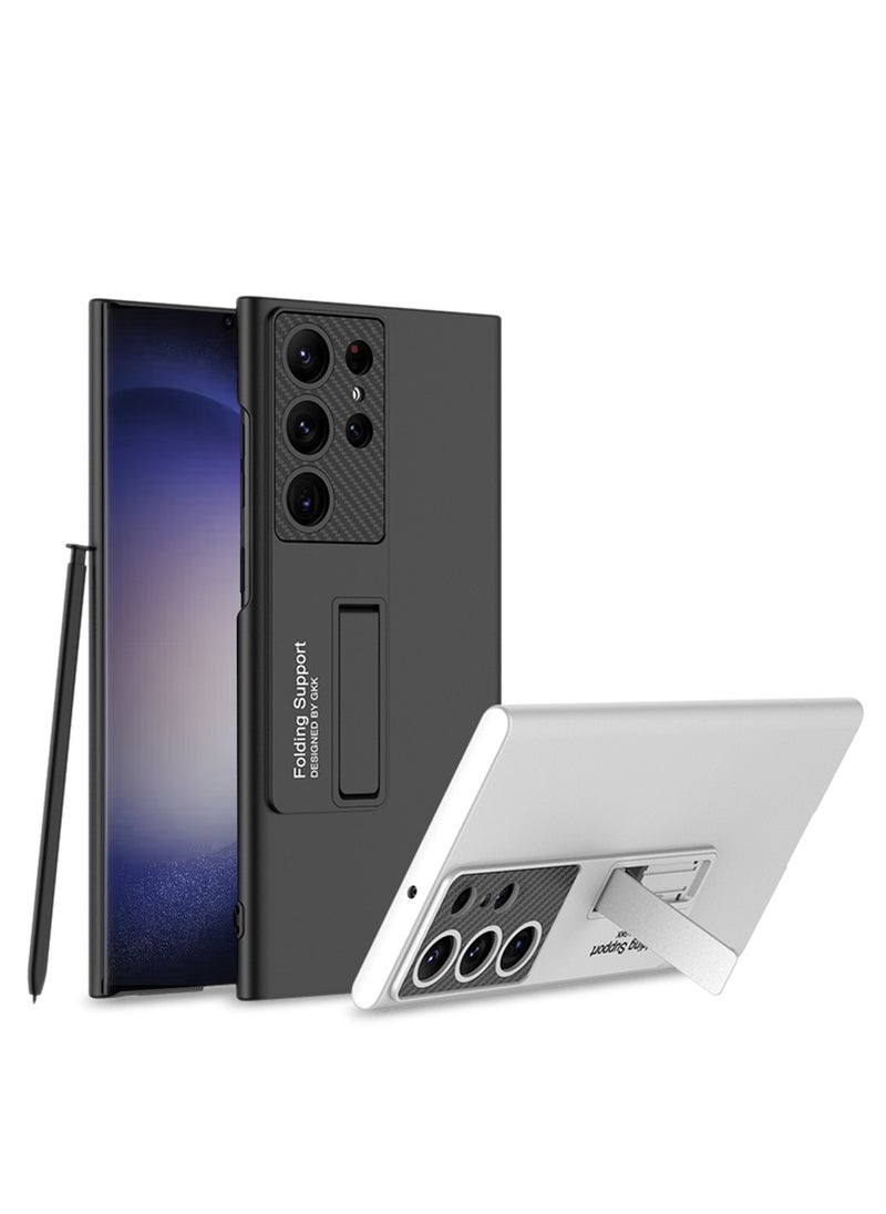 Samsung Galaxy S24 Ultra Ultra-Thin Hard PC Case with Built-In Kickstand - Sleek Protective Cover with Drop-Resistant Hard Shell in Black