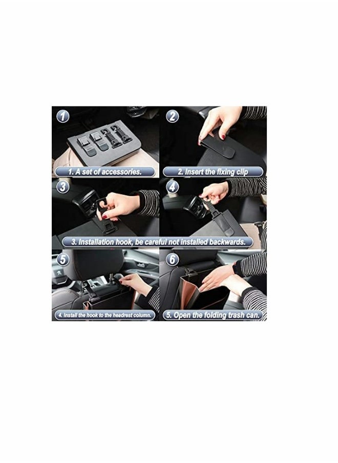 Generic Waterproof Car Back Seat Garbage Bag with Clip,Hanging Trash Can, Collapsible Portable Small Organizer Holder Storage Pockets Container, Mini Bin for Front Accessories  - Image 5