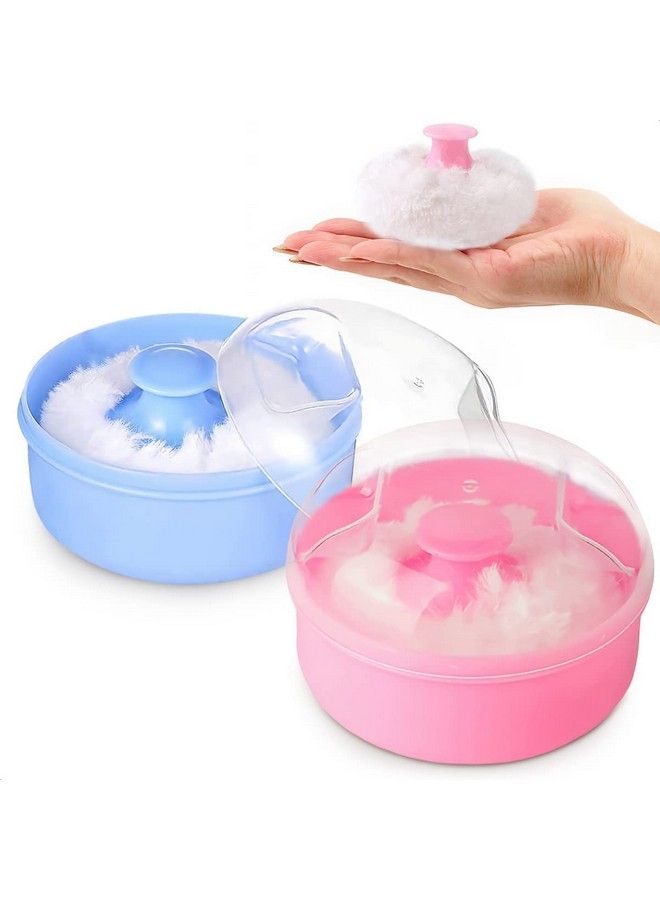 EQUVIA Set Of 2 Pcs Baby Skin Care Powder Puff With Container Soft Touch Travel Kit Makeup Puffs For Powder Talcum Powder With Puff For Women (Multi Color Bpa Free) (Large 2) - Image 2