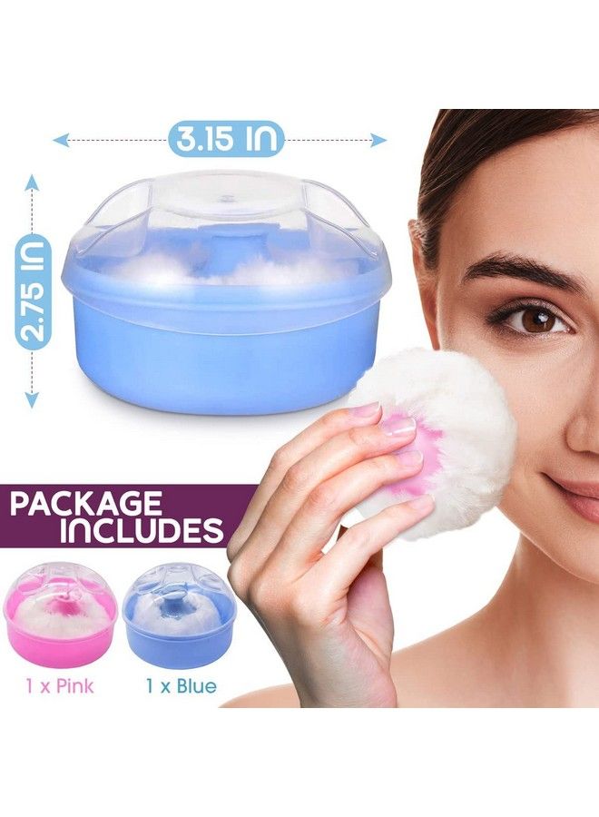 EQUVIA Set Of 2 Pcs Baby Skin Care Powder Puff With Container Soft Touch Travel Kit Makeup Puffs For Powder Talcum Powder With Puff For Women (Multi Color Bpa Free) (Large 2) - Image 3