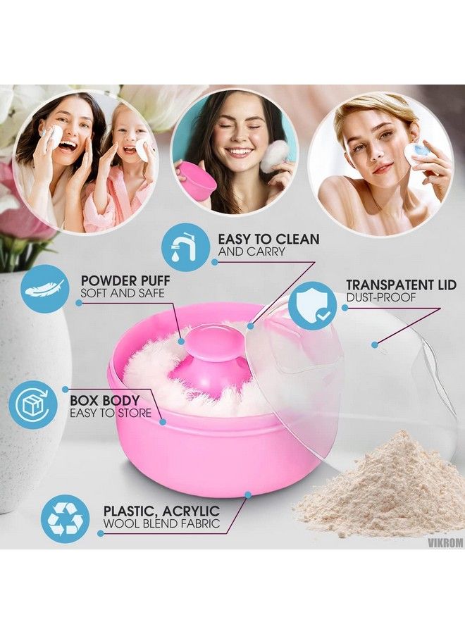 EQUVIA Set Of 2 Pcs Baby Skin Care Powder Puff With Container Soft Touch Travel Kit Makeup Puffs For Powder Talcum Powder With Puff For Women (Multi Color Bpa Free) (Large 2) - Image 4