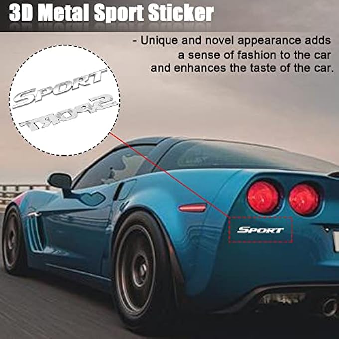 ريحني شعار رياضي معدني ثلاثي الأبعاد للسيارات المميزة، شعار صندوق السيارة على الرفرف تعديل ملصق ثلاثي الأبعاد فضي - Image 5