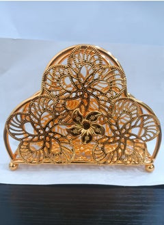 Generic Gold Steel Iron Artistic Design Tissue Holder, Desktop Paper Towel Dispenser  - Image 2