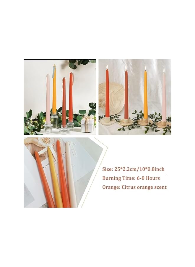 The Bros Taper Candles Smokeless Candle Colorful Long Candles Wax Mulitcolor Taper Candles for Decor Wedding Festival Party Home Decor,Set of 4(Orange) - Image 3