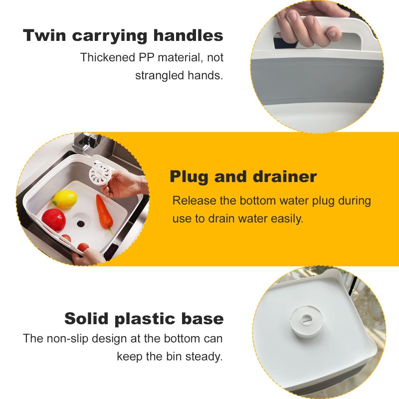 Detsuk Detsuk Collapsible Dish Tub 9L-Collapsible Basin Bucket Portable Sink-Outdoor Multiuse Foldable Sink Tub Wash Dish Basin for Kitchen Sink RV Camping  - Image 4