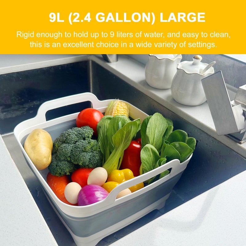 Detsuk Detsuk Collapsible Dish Tub 9L-Collapsible Basin Bucket Portable Sink-Outdoor Multiuse Foldable Sink Tub Wash Dish Basin for Kitchen Sink RV Camping  - Image 5