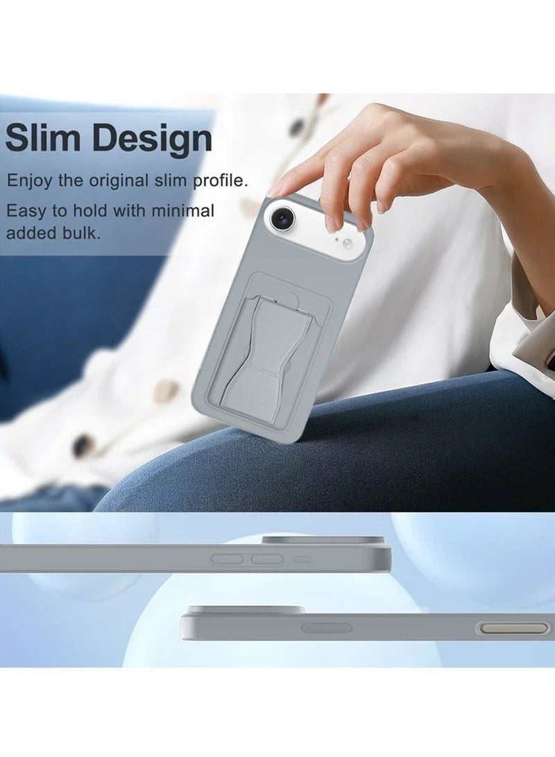 ELTRAZONE iPhone Air 5G 2025 Silicone TPU Case with Card Holder & Hand Grip | Shockproof Protective Slim Wallet Cover with Kickstand Function & Secure Grip (MCHPSN) - Grey - Image 4