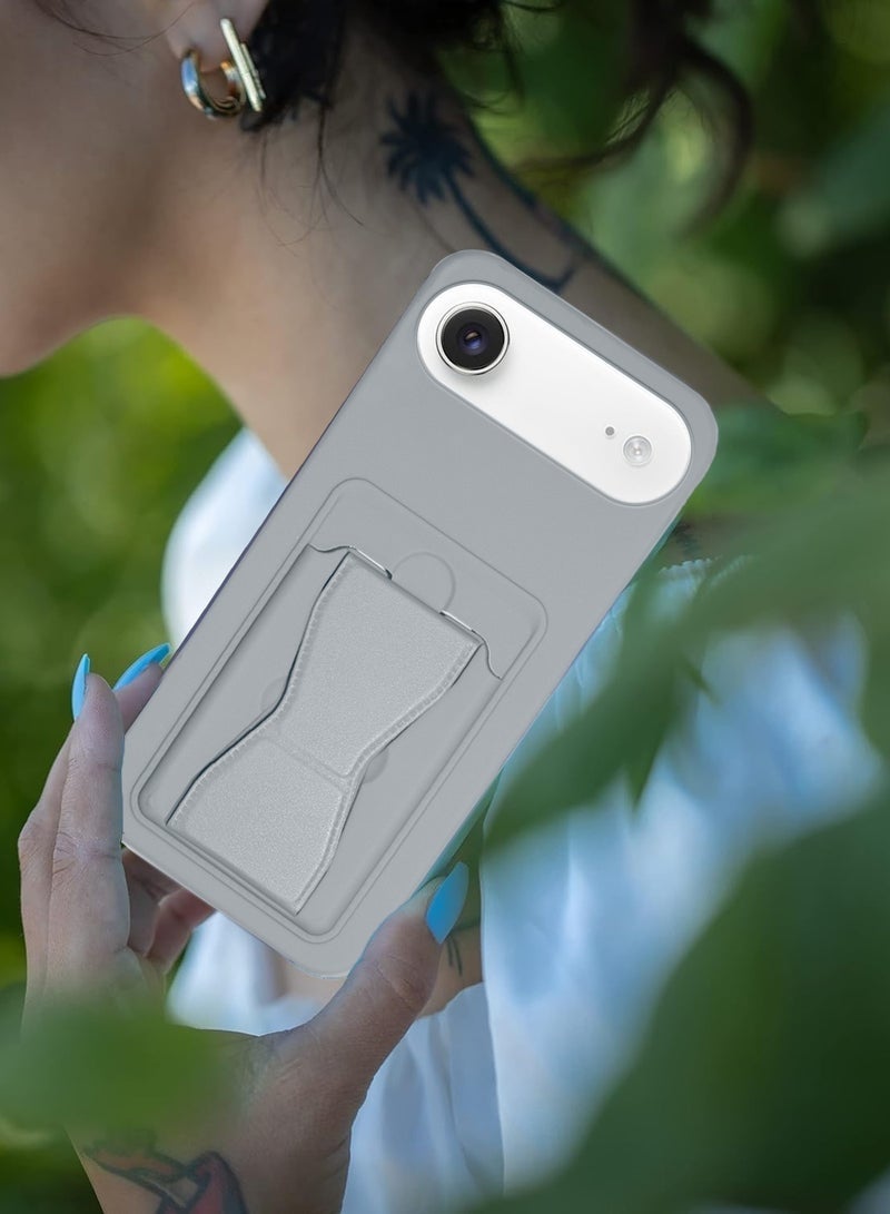 ELTRAZONE iPhone Air 5G 2025 Silicone TPU Case with Card Holder & Hand Grip | Shockproof Protective Slim Wallet Cover with Kickstand Function & Secure Grip (MCHPSN) - Grey - Image 5