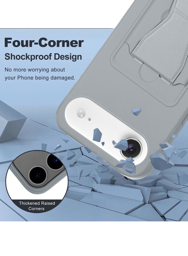 ELTRAZONE iPhone Air 5G 2025 Silicone TPU Case with Card Holder & Hand Grip | Shockproof Protective Slim Wallet Cover with Kickstand Function & Secure Grip (MCHPSN) - Grey - Image 3
