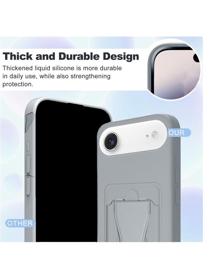 ELTRAZONE iPhone Air 5G 2025 Silicone TPU Case with Card Holder & Hand Grip | Shockproof Protective Slim Wallet Cover with Kickstand Function & Secure Grip (MCHPSN) - Grey - Image 2