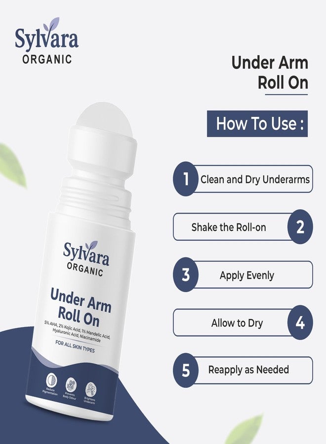 Sylvara Organic Brightening Underarm Roll On | 5% AHA, 2% Kojic Acid & 1% Mandelic Acid for Dark Underarms & Pigmentation Control | Long-Lasting Odour Protection, Smooth & Even Skin | 50ml - Image 5