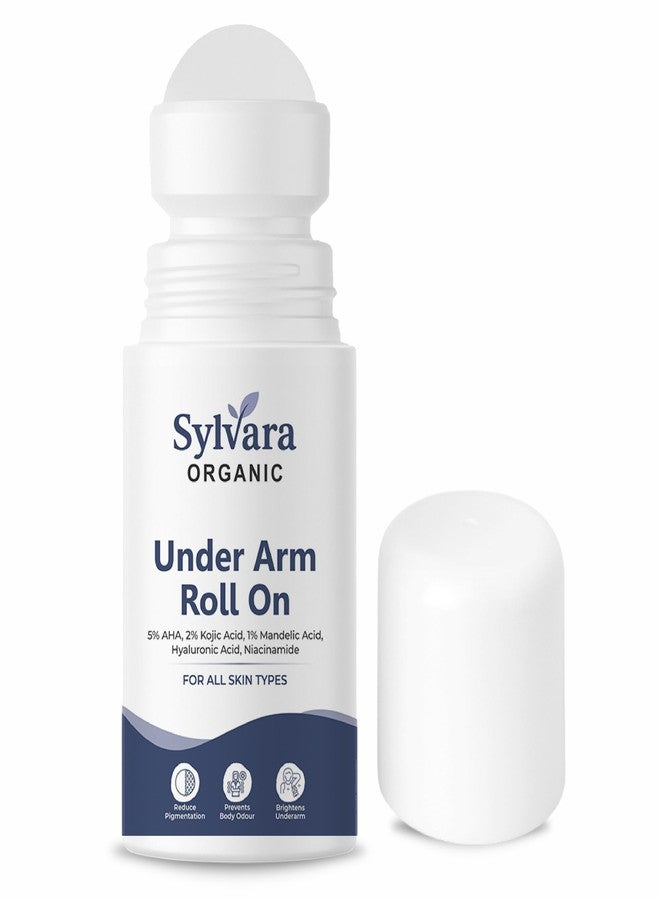 Sylvara Organic Brightening Underarm Roll On | 5% AHA, 2% Kojic Acid & 1% Mandelic Acid for Dark Underarms & Pigmentation Control | Long-Lasting Odour Protection, Smooth & Even Skin | 50ml - Image 1