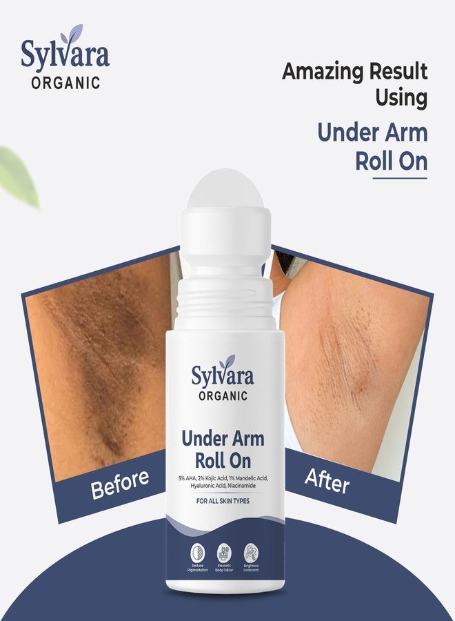 Sylvara Organic Brightening Underarm Roll On | 5% AHA, 2% Kojic Acid & 1% Mandelic Acid for Dark Underarms & Pigmentation Control | Long-Lasting Odour Protection, Smooth & Even Skin | 50ml - Image 4