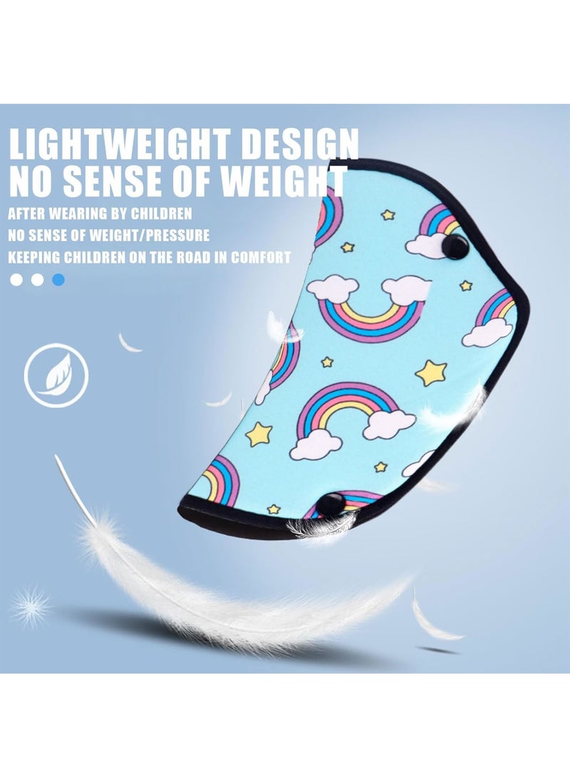 KASTWAVE Car Seat Belt Pads, Seat Belt Covers for Kids, 2 PCS Universal Car Safety Seat Belt Pillow, with Seatbelt Strap Cover, Car Seat Accessories Seat Belt Cover Shoulder Pads for Kids (Rainbow Pattern)  - Image 4