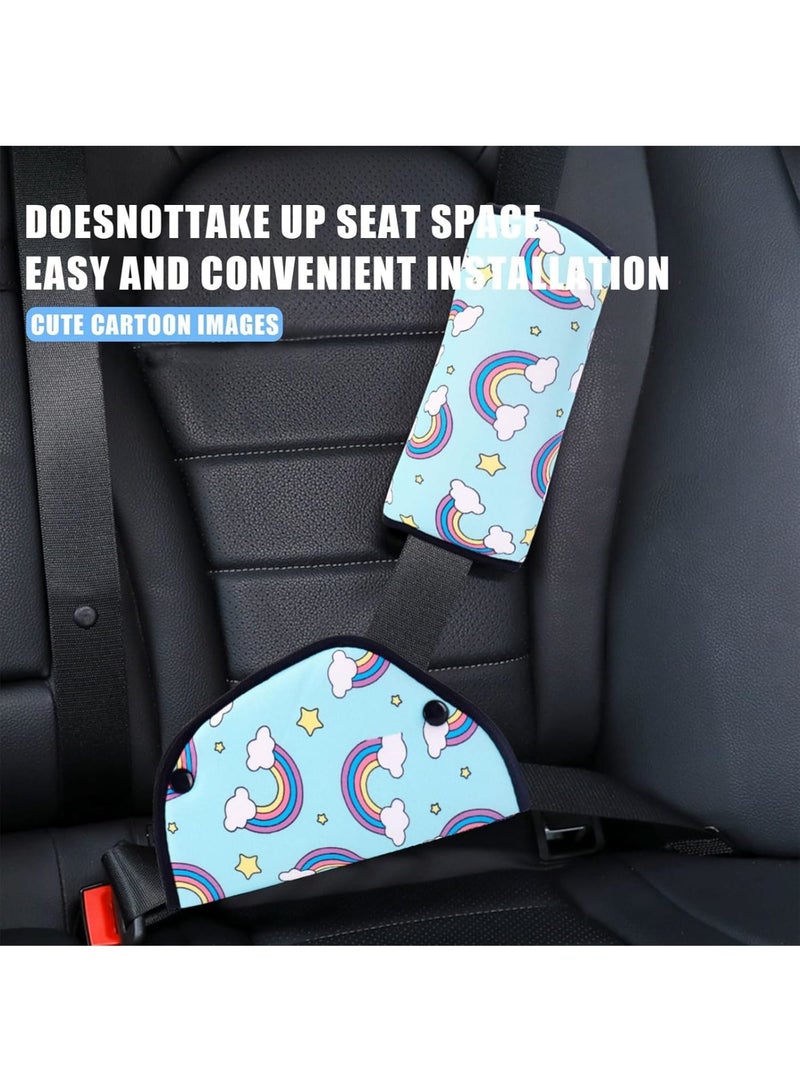 KASTWAVE Car Seat Belt Pads, Seat Belt Covers for Kids, 2 PCS Universal Car Safety Seat Belt Pillow, with Seatbelt Strap Cover, Car Seat Accessories Seat Belt Cover Shoulder Pads for Kids (Rainbow Pattern)  - Image 3