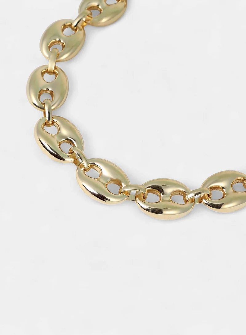 Sohi  Women The Chunky Coffee-Bean Chain Necklace | California  Colour | One-Size | Metallic Alloy Material | Lobster Clasp Closure | Necklace For Casual & Evening Wear for Women | Best Price UAE