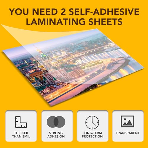 RowinsyDD 25 Pack Self Adhesive Laminating Sheets, 9 X 12 Inch, Clear Sticker Laminate Sheets Waterproof for Documents, Photos, No Machine Needed Heatless Durable - Image 2