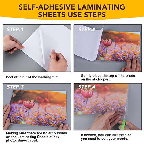 RowinsyDD 25 Pack Self Adhesive Laminating Sheets, 9 X 12 Inch, Clear Sticker Laminate Sheets Waterproof for Documents, Photos, No Machine Needed Heatless Durable - Image 3