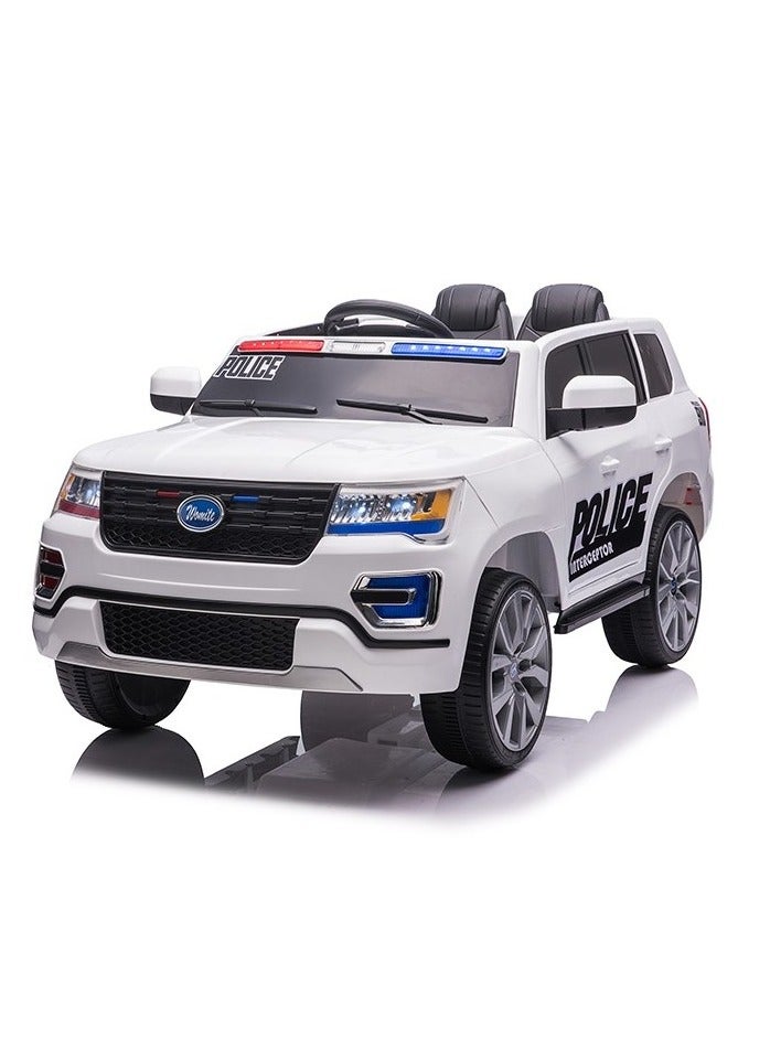 البدر سيارة شرطة كهربائية كبيرة مزودة ببابين وبطارية وتعمل بجهاز تحكم عن بعد ويمكن للأطفال ر0كوبها وقيادتها، بطارية 12 فولت (أبيض)، من البدر - Image 2