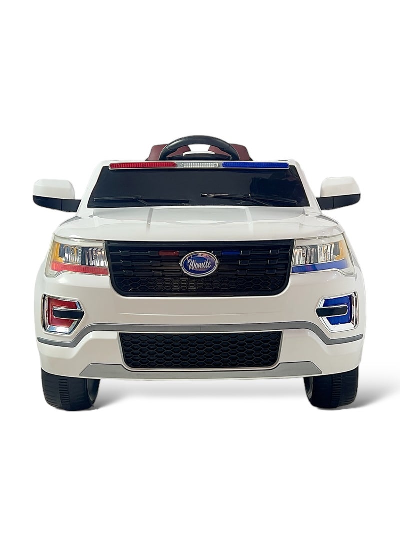 البدر سيارة شرطة كهربائية كبيرة مزودة ببابين وبطارية وتعمل بجهاز تحكم عن بعد ويمكن للأطفال ر0كوبها وقيادتها، بطارية 12 فولت (أبيض)، من البدر - Image 5