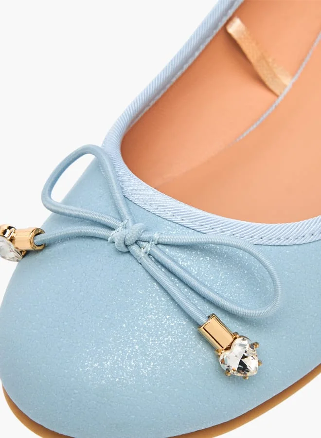 Little Missy Girls Bow Accent Slip-On Ballerina Shoes