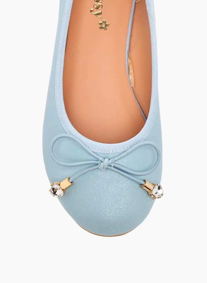 Little Missy Girls Bow Accent Slip-On Ballerina Shoes