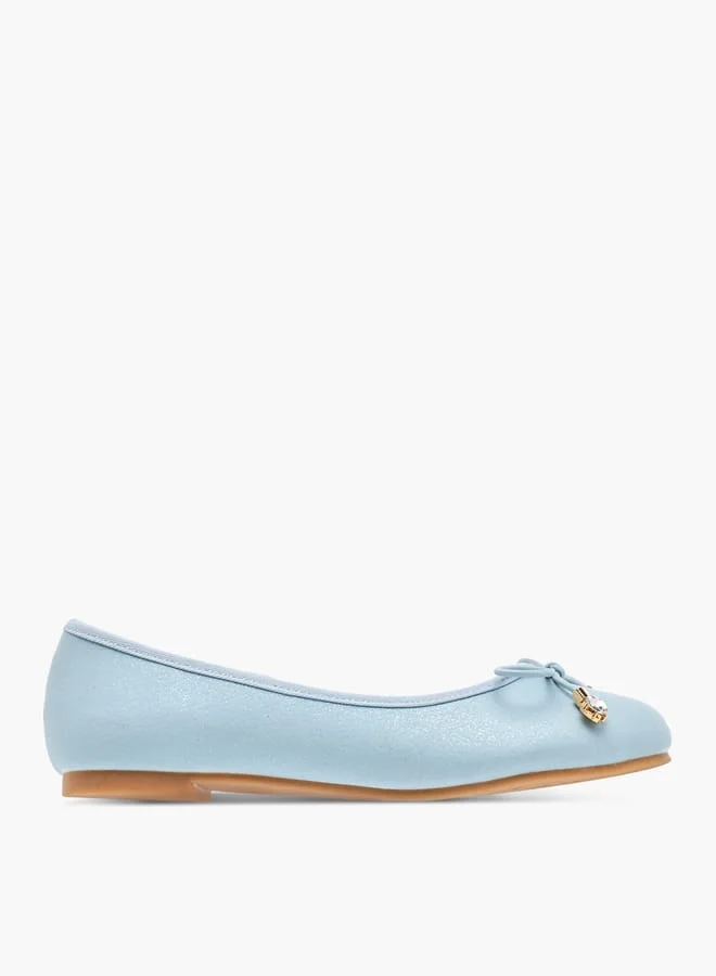 Little Missy Girls Bow Accent Slip-On Ballerina Shoes