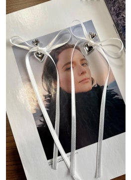 Bahels Silver Heart Bow Earrings  - Image 1