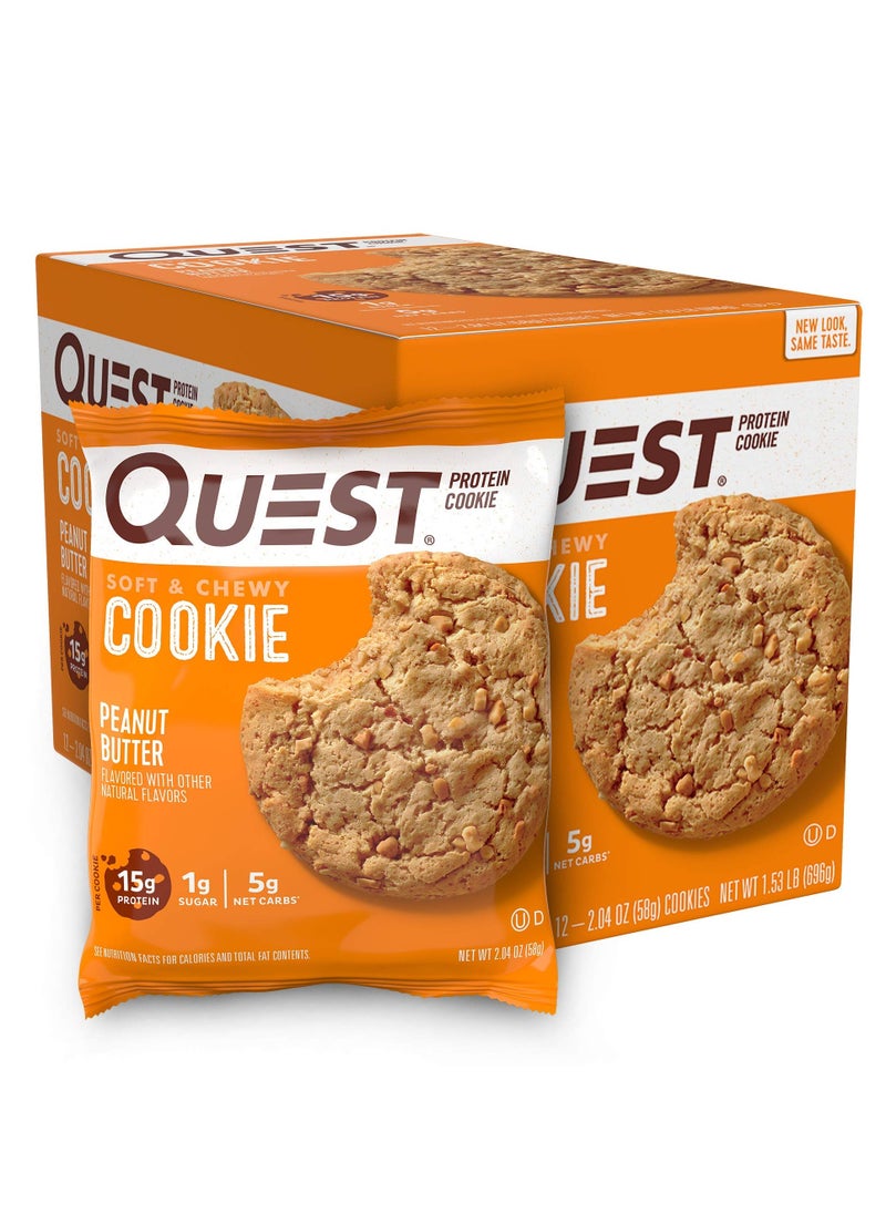 Quest Quest Nutrition Peanut Butter Protein Cookie, High Protein, Low Carb, 12 Count  - Image 1