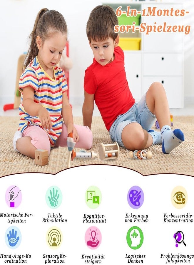 RALTS Musical Instruments for Children, Pack of 5, Wooden Toy, Montessori Toy, Trumpet, Castanets, Maracas, Cage Rattles, Ring Rattles, Baby Music from 1 2 3 Years - Image 5