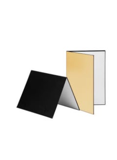HALAMODO 3-in-1 Photography Cardboard Paperboard Folding Photography Reflector Diffuser Board (Black + White + Golden) for Still Life Product Food Photo Shooting, A4 Size  - Image 1
