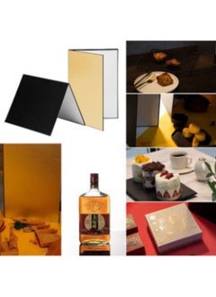 HALAMODO 3-in-1 Photography Cardboard Paperboard Folding Photography Reflector Diffuser Board (Black + White + Golden) for Still Life Product Food Photo Shooting, A4 Size  - Image 5