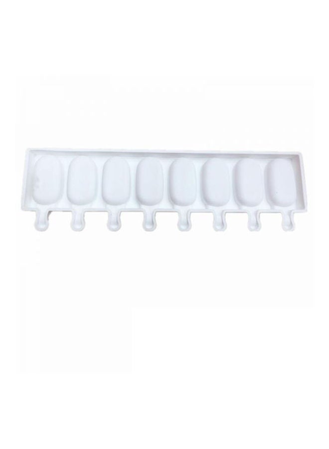8 Cavity Ice Cream Mold Makers Silicone Thick material DIY Molds Ice Cube Moulds Dessert Molds Tray With Popsicle White