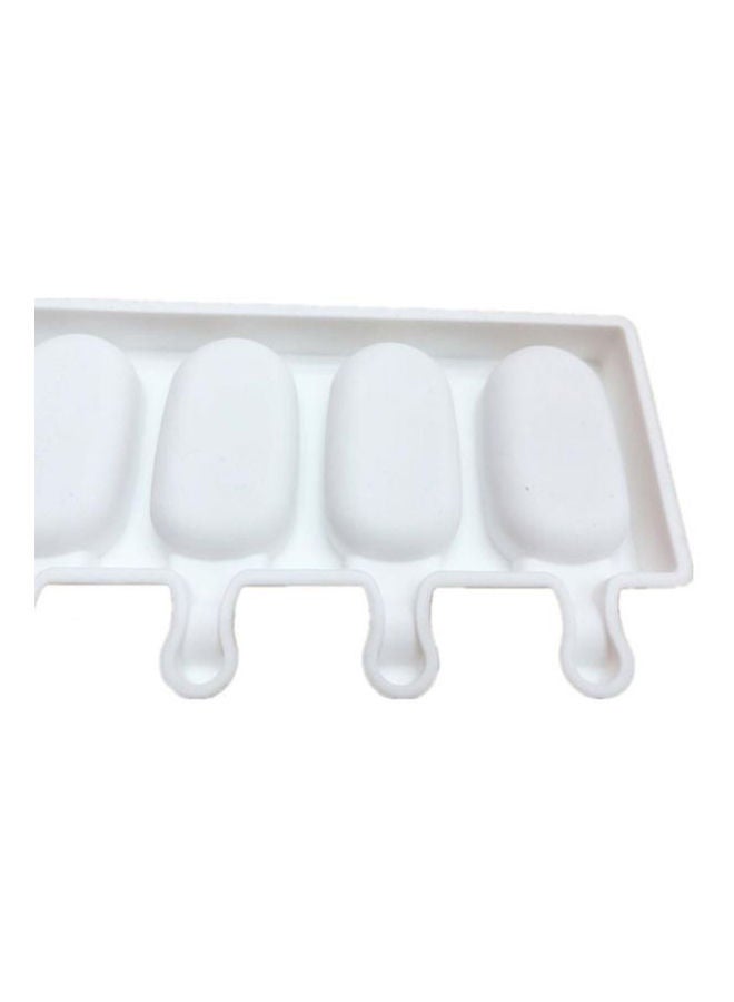 8 Cavity Ice Cream Mold Makers Silicone Thick material DIY Molds Ice Cube Moulds Dessert Molds Tray With Popsicle White