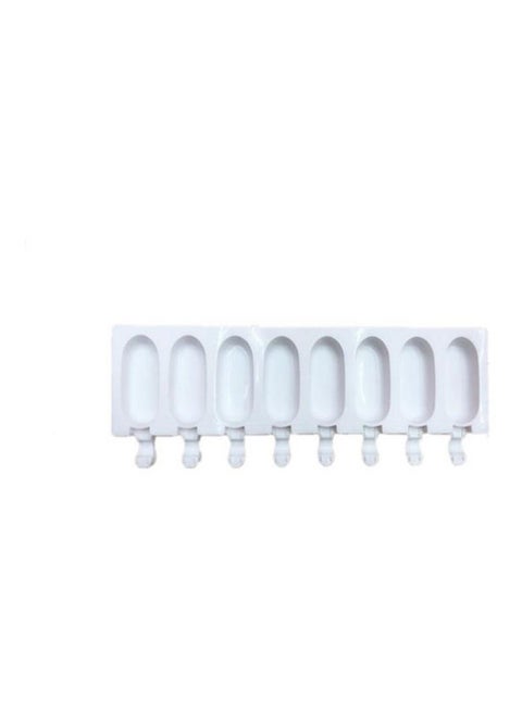 8 Cavity Ice Cream Mold Makers Silicone Thick material DIY Molds Ice Cube Moulds Dessert Molds Tray With Popsicle White