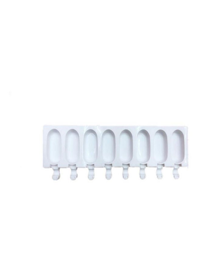 8 Cavity Ice Cream Mold Makers Silicone Thick material DIY Molds Ice Cube Moulds Dessert Molds Tray With Popsicle White