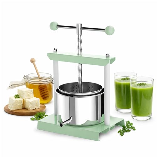 EJWOX 1.6 Gallon Manual Press - Professional Stainless Steel Fruit & Vegetable Juicer with Filter Bag - Large 6L Capacity Honey Extractor & Cheese Squeezer - Heavy Duty Hand Press for Plant Infusions - Image 1