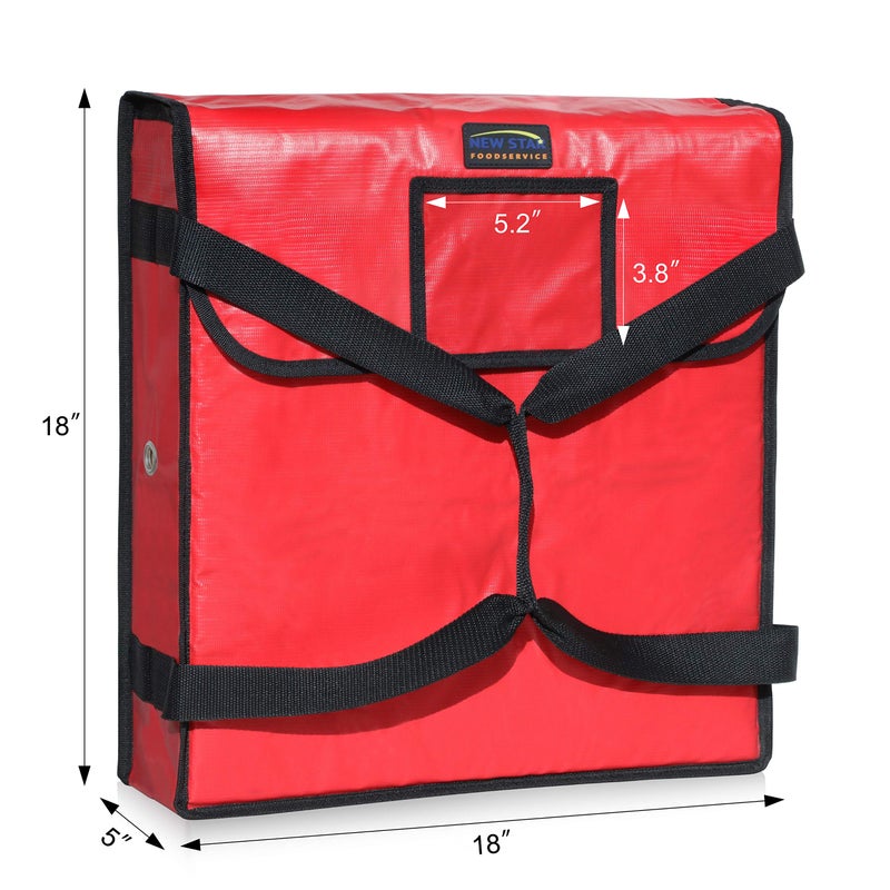 New Star Foodservice 50073 Insulated Pizza Delivery Bag, 18" by 18" by 5", Red - Image 2