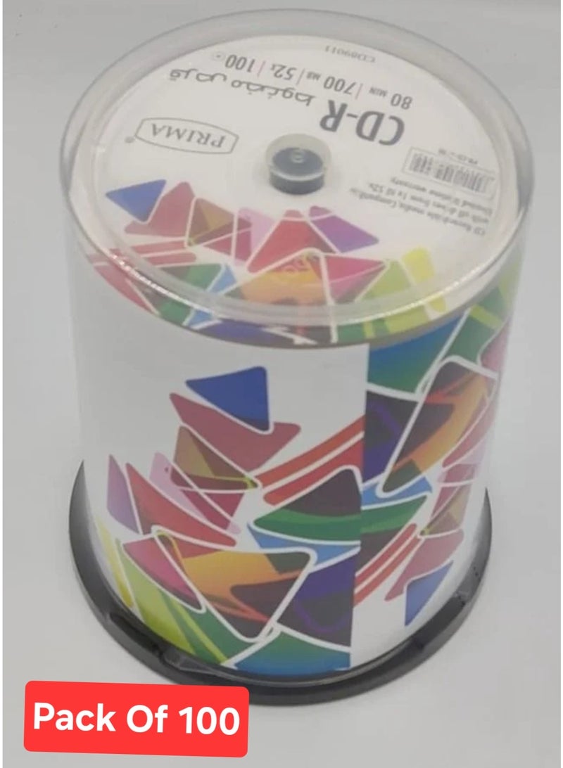 بريما مجموعة من 100 قطع من وسائط CD على شكل عمود CD-R 52X - Image 2